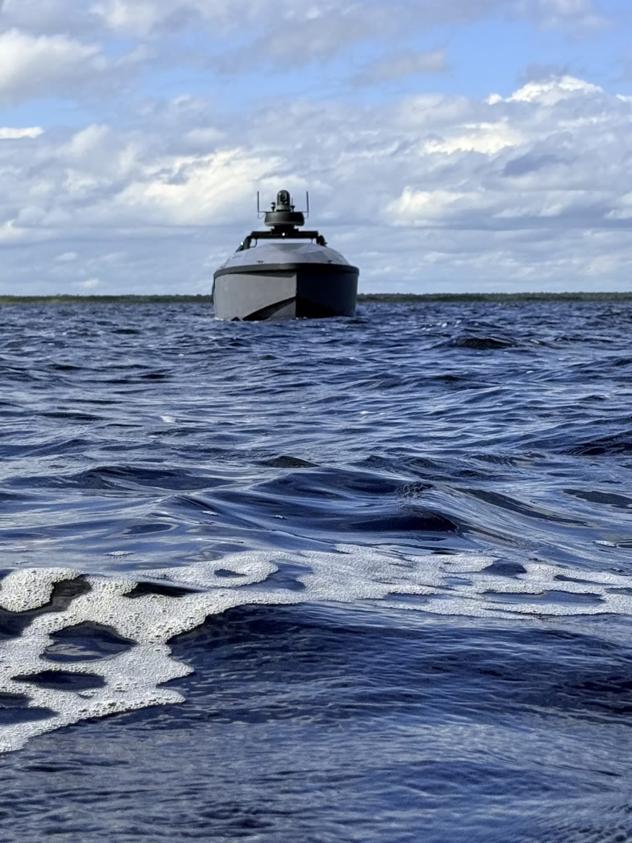 TOMS-19 unmanned surface vessel during sea trials